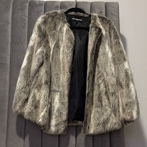 Karl Lagerfeld Faux Fur Teddy Jacket in Gray
